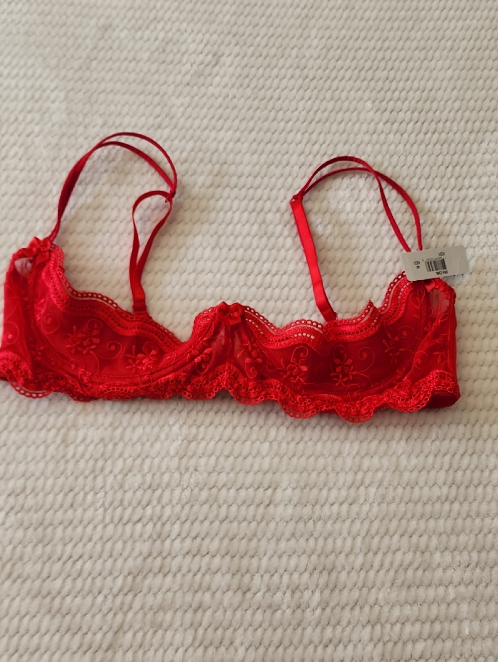 Shirley Of Hollywood Red Shimmer Lace Bra Brand New